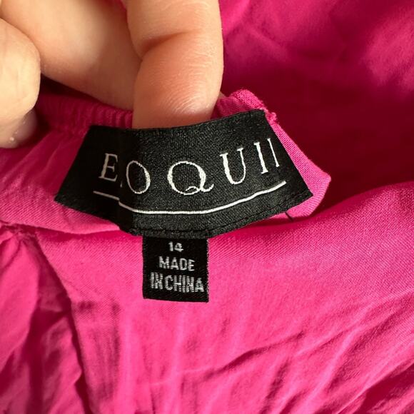 Eloquii | Hot Pink Ruffle Tiered Tie Open Back Sleeveless Plus Size Maxi Dress - Picture 9 of 10